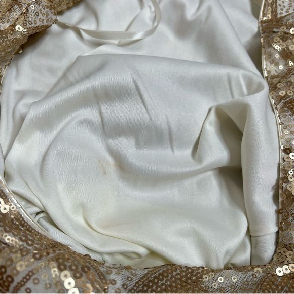New As U Wish All Over Gold and Cream Sequin Dress Women's Large - Picture 12 of 12